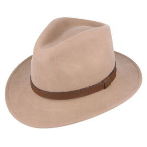 The Hat Shop Maz 100% Wool Felt Fedora Camel