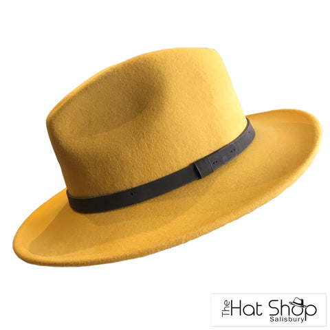 The Hat Shop Maz 100% Wool Fedora Mustard