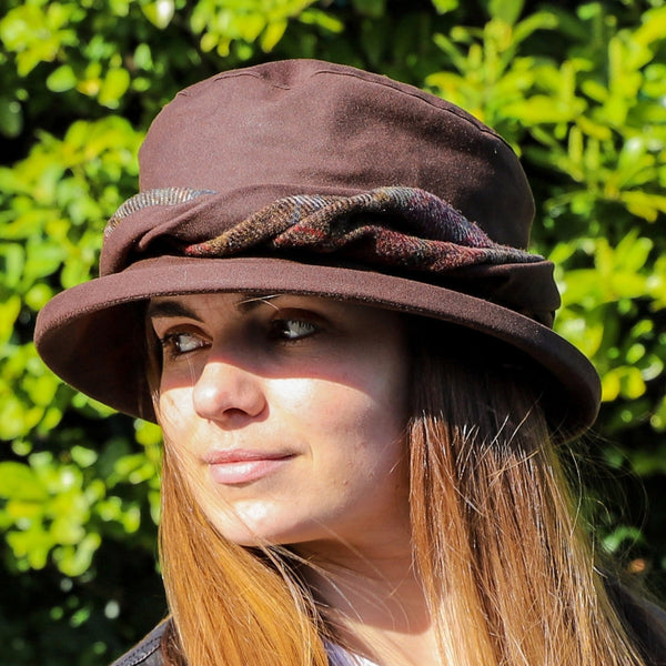 The Hat Shop Olney Ladies Emma Wax & Twist Weatherproof Hat Brown