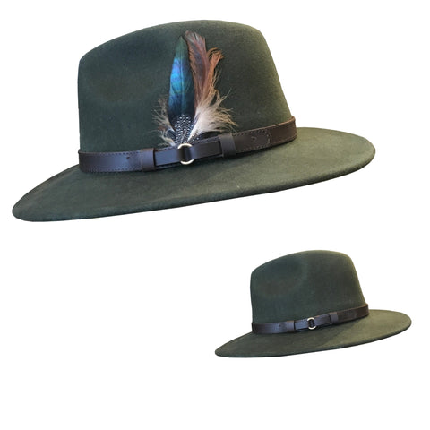 The Hat Shop Denton Wide Brim Fedora Green