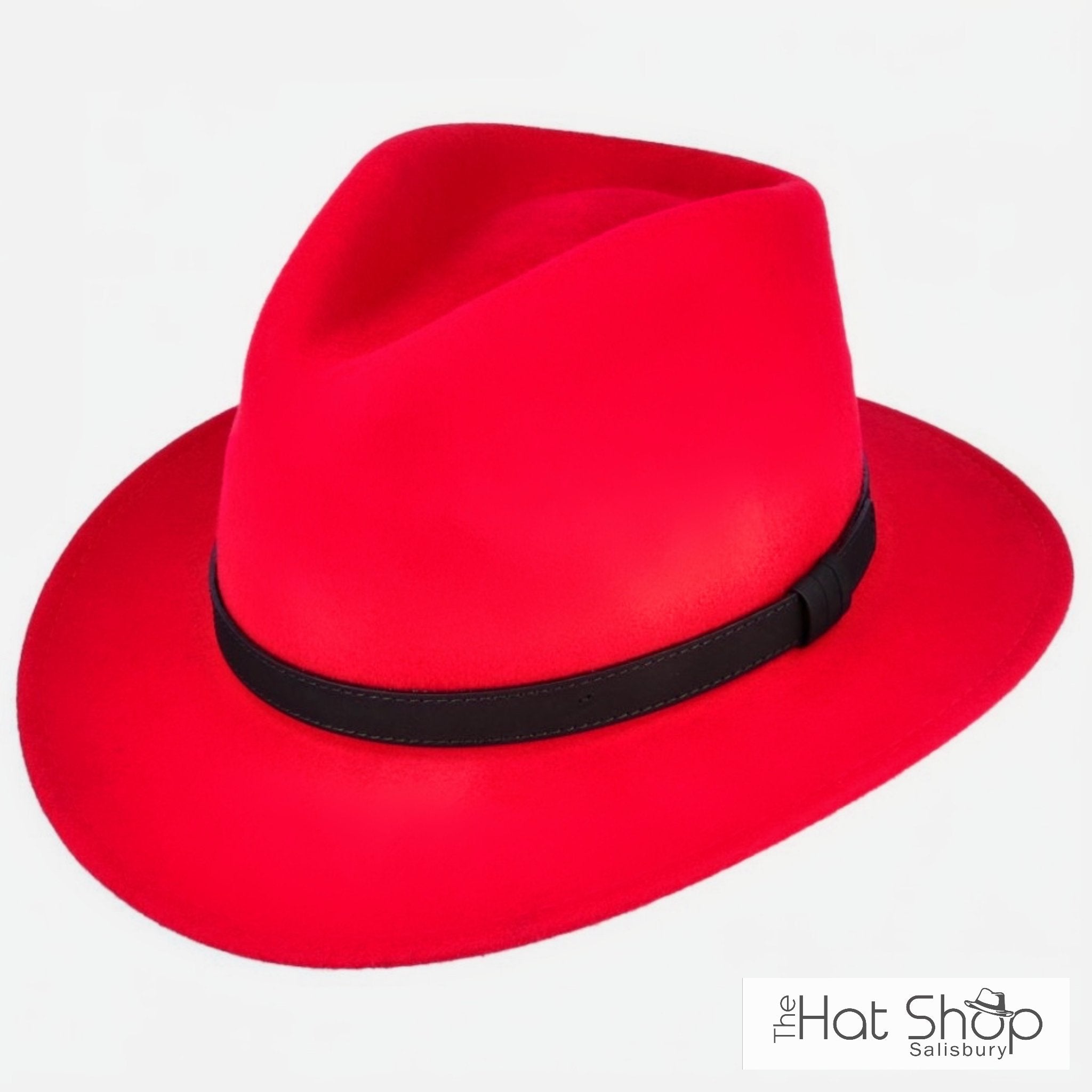 The Hat Shop Maz 100 Wool Felt Red Fedora