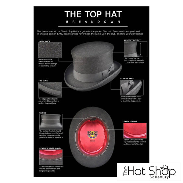 The Hat Shop Wool Top Hat Black