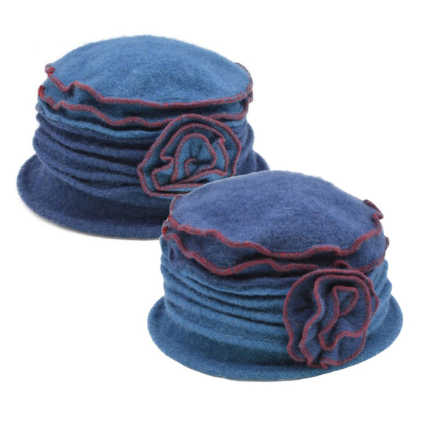 The Hat Shop 100% Wool Cloche 2 tone