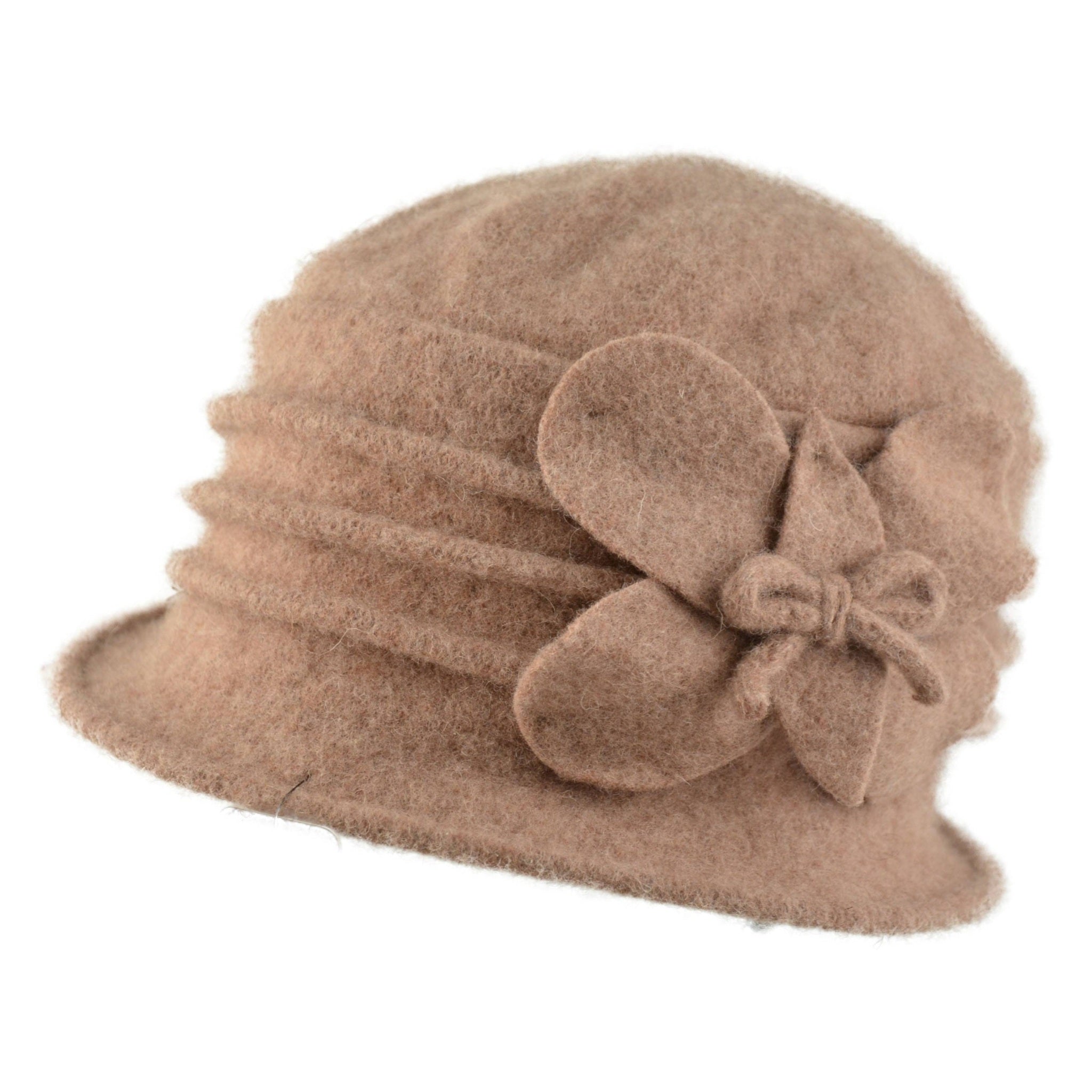 The Hat Shop Ladies 100% Wool Cloche Beige