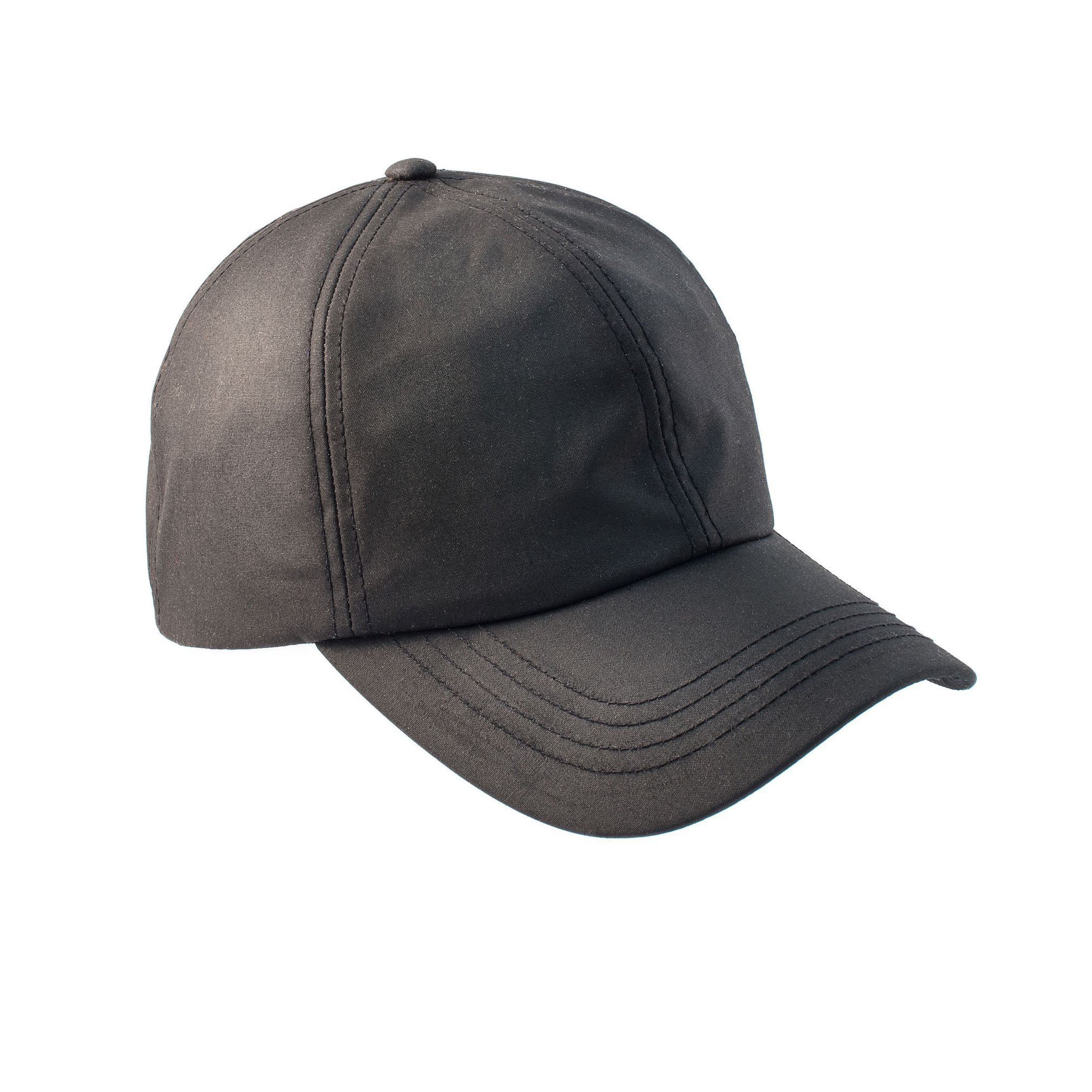 The Hat Shop British Wax Cotton Water Resistant Baseball Cap Black