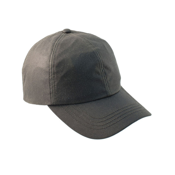 The Hat Shop British Wax Cotton Water Resistant Baseball Cap Olive