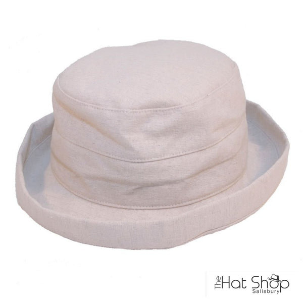 The Hat Shop Ladies Short Brim Linen Hat Natural
