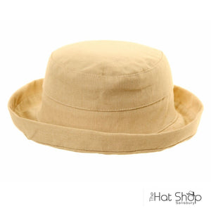 The Hat Shop Ladies Short Brim Linen Hat Lemon